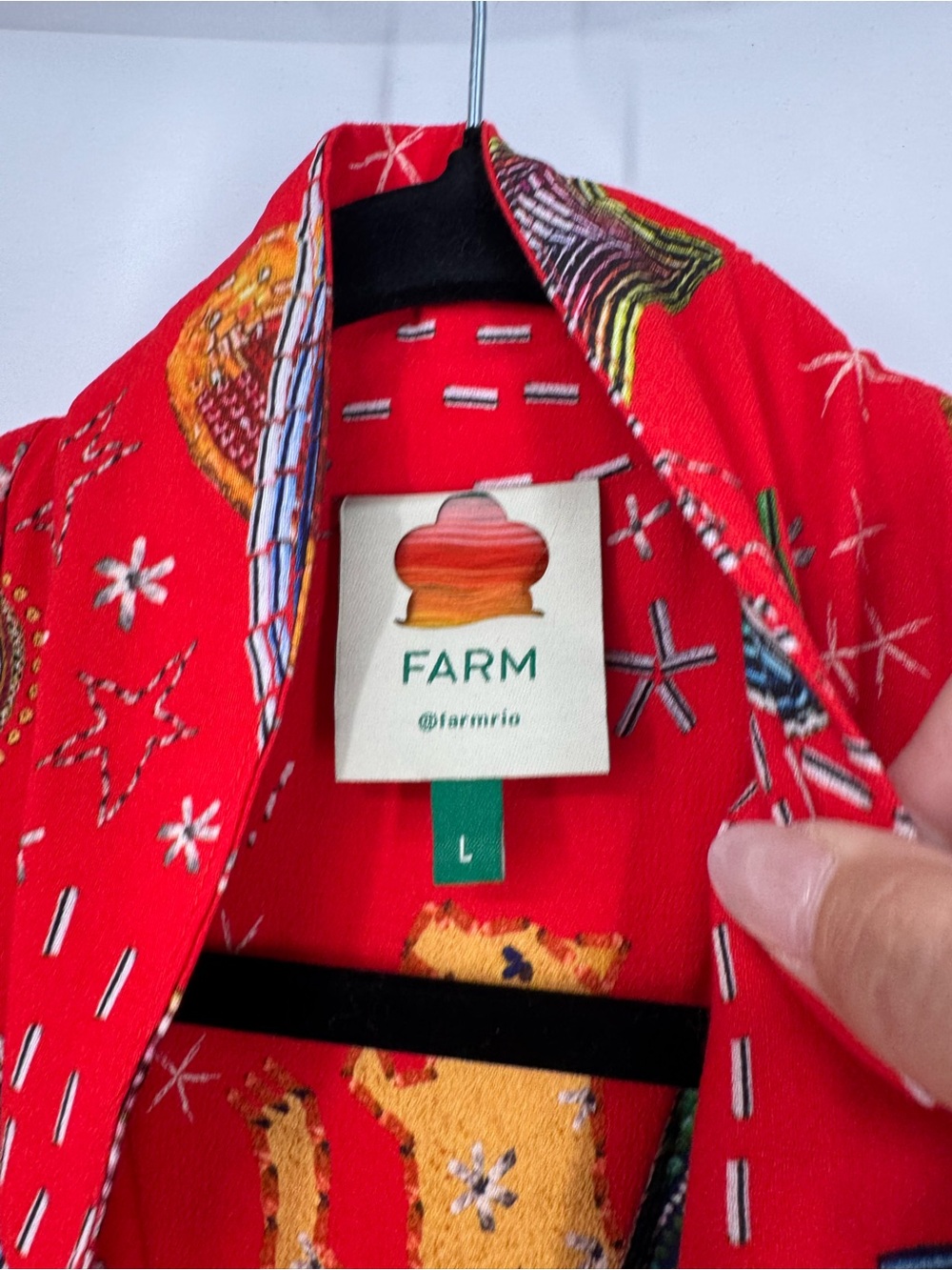 FARM Rio Red Surrealist Graphic Maxi Dress Size L - Picture 4 of 12